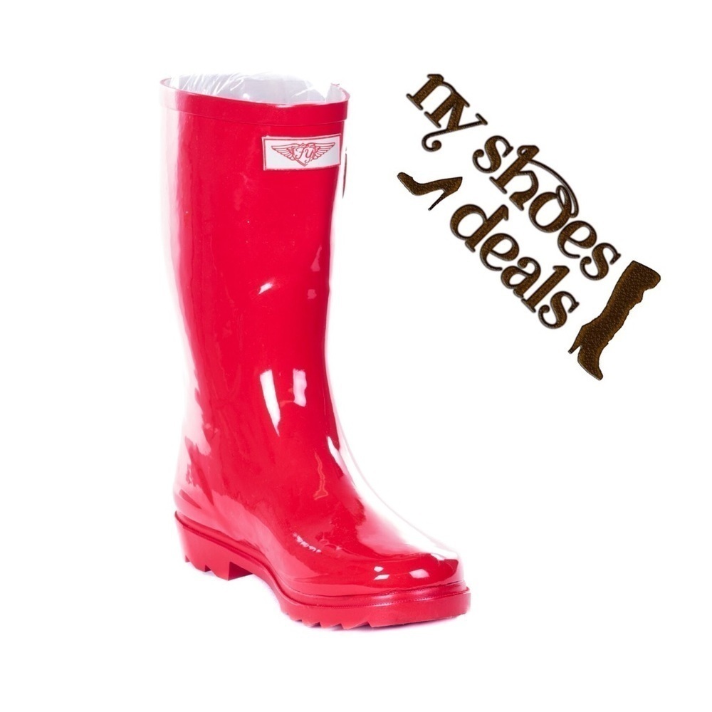 Women Rubber Rain Boots, 11'' Red Garden Rainboots, NEW